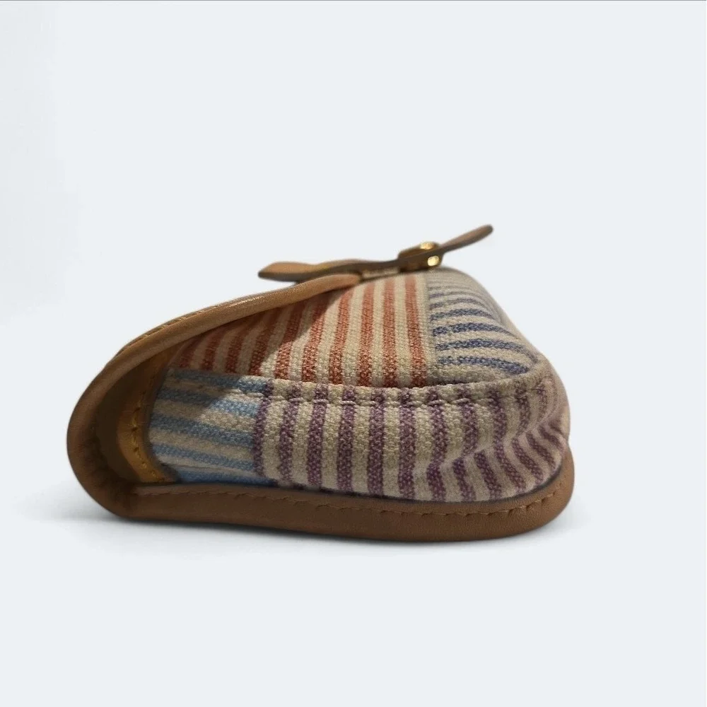 Dooney & Bourke Plaid Coated Canvas Leather Snap Blue‎ Duck Seersucker Wristlet